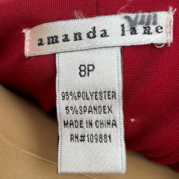 Amanda Lane (8) Petite Red Mad Shift Mini Dress Short Sleeve - Picture 7 of 7